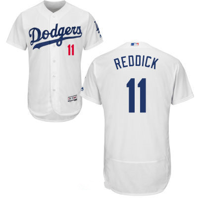 Los Angeles Dodgers #11 Josh Reddick White Home 2016 Flex Base Majestic Stitched MLB Jersey