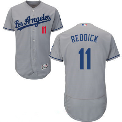 Los Angeles Dodgers #11 Josh Reddick Gray Road 2016 Flex Base Majestic Stitched MLB Jersey