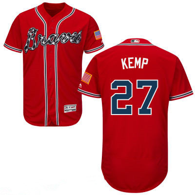 Men's Atlanta Braves #27 Matt Kemp Red 2016 Majestic Flex Base Stitched MLB Jersey