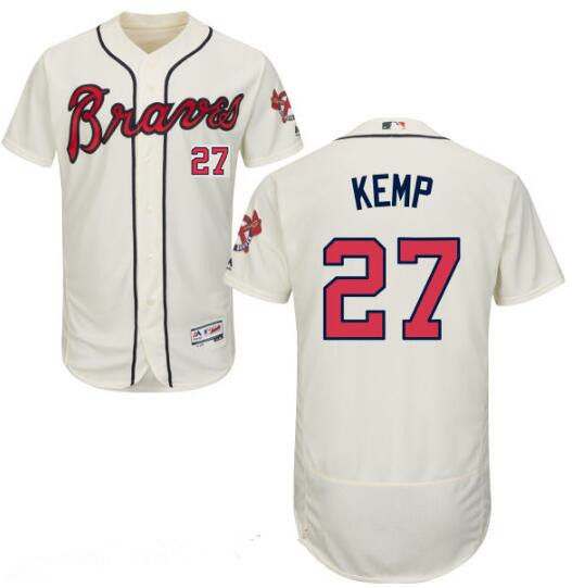 Men's Atlanta Braves #27 Matt Kemp Cream 2016 Majestic Flex Base Stitched MLB Jersey
