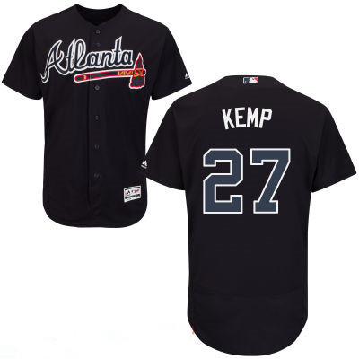 Men's Atlanta Braves #27 Matt Kemp Navy Blue 2016 Majestic Flex Base Stitched MLB Jersey