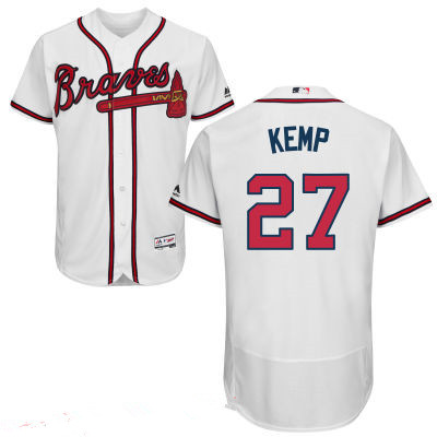 Men's Atlanta Braves #27 Matt Kemp White Home 2016 Majestic Flex Base Stitched MLB Jersey