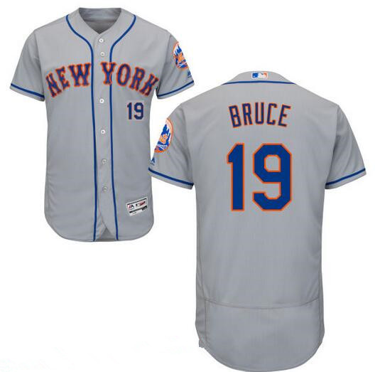 Men's New York Mets #19 Jay Bruce Gray Road 2016 Flex Base Majestic MLB Stitched Jersey