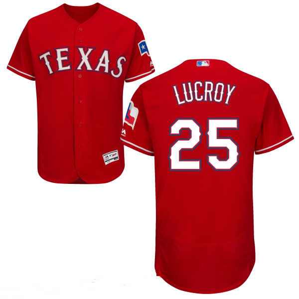Men's Texas Rangers #25 Jonathan Lucroy Red 2016 Flex Base Majestic Stitched MLB Jersey