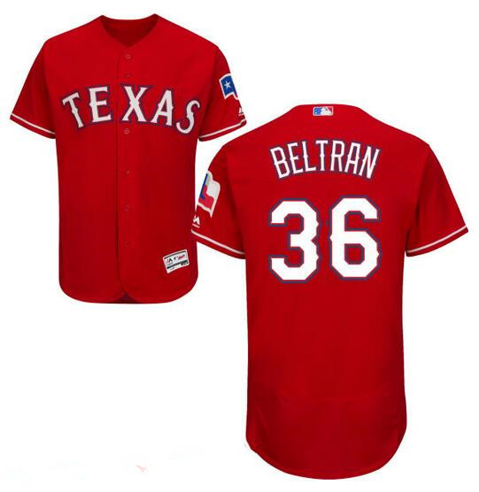 Men's Texas Rangers #36 Carlos Beltran Red 2016 Flex Base Majestic Stitched MLB Jersey