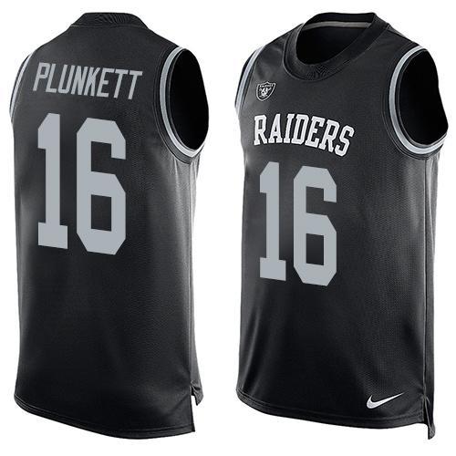 Men's Oakland Raiders 16 Jim Plunkett Nike Black Printed Player Name & Number Tank Top