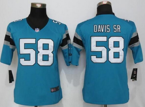 Women's Carolina Panthers #58 Thomas Davis Sr Light Blue Alternate NFL Nike Limited Jersey
