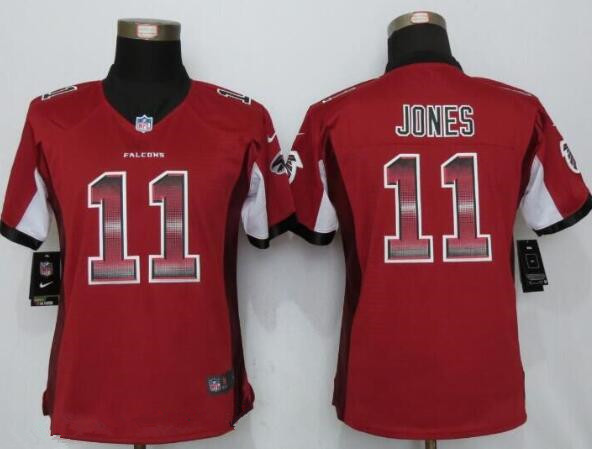 Women's Atlanta Falcons #11 Julio Jones Red Stitched NFL 2015 Nike Strobe Fashion Jersey