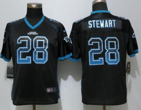 Women's Carolina Panthers #28 Jonathan Stewart Black Drift Fashion NFL Nike Jersey