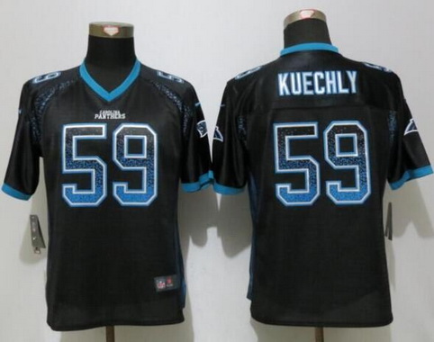 Women's Carolina Panthers #59 Luke Kuechly Black Drift Fashion NFL Nike Jersey