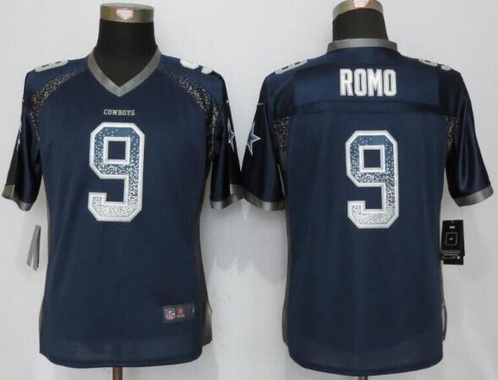 Women's Dallas Cowboys #9 Tony Romo Navy Blue Drift Fashion NFL Nike Jersey