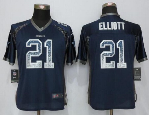 Women's Dallas Cowboys #21 Ezekiel Elliott Navy Blue Drift Fashion NFL Nike Jersey