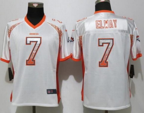 Women's Denver Broncos Retired #7 John Elway White Drift Fashion NFL Nike Jersey