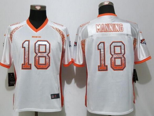 Women's Denver Broncos #18 Peyton Manning White Drift Fashion NFL Nike Jersey