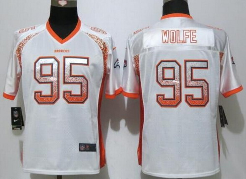 Women's Denver Broncos #95 Derek Wolfe White Drift Fashion NFL Nike Jersey