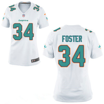 Women's Miami Dolphins #34 Arian Foster White Road Stitched NFL Nike Game Jersey