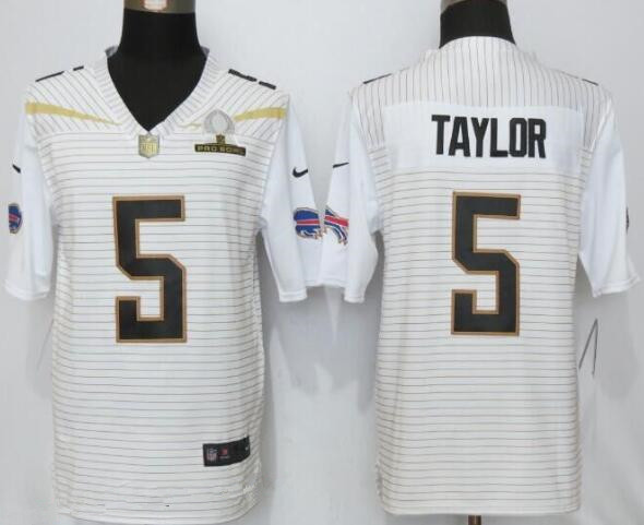 Men's Buffalo Bills #5 Tyrod Taylor White 2016 Pro Bowl Stitched NFL Nike Elite Jersey