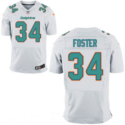 Men's Miami Dolphins #34 Arian Foster White Road Stitched NFL Nike Elite Jersey