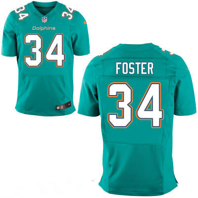 Men's Miami Dolphins #34 Arian Foster Aqua Green Team Color Stitched NFL Nike Elite Jersey