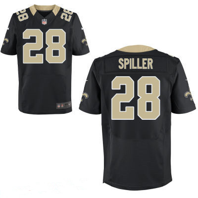 Men's New Orleans Saints #28 C.J. Spiller Black Team Color Stitched NFL Nike Game Jersey
