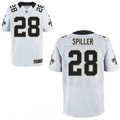Men's New Orleans Saints #28 C.J. Spiller White Road Stitched NFL Nike Game Jersey
