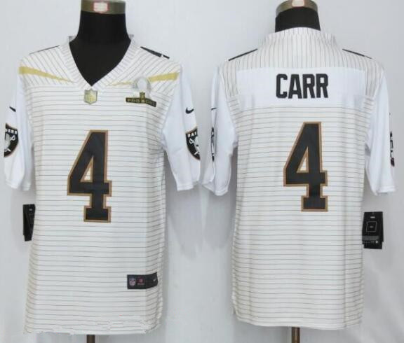 Men's Oakland Raiders #4 Derek Carr White 2016 Pro Bowl Stitched NFL Nike Elite Jersey