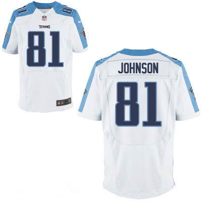 Men's Tennessee Titans #81 Andre Johnson White Road Stitched NFL Nike Elite Jersey