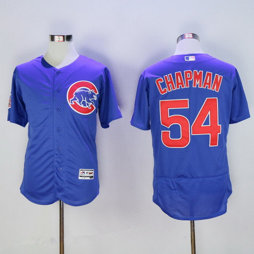 Men's Chicago Cubs #54 Aroldis Chapman Royal Blue Stitched MLB 2016 Majestic Flex Base Jersey