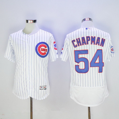 Men's Chicago Cubs #54 Aroldis Chapman White Home Stitched MLB Majestic Cool Base Jersey