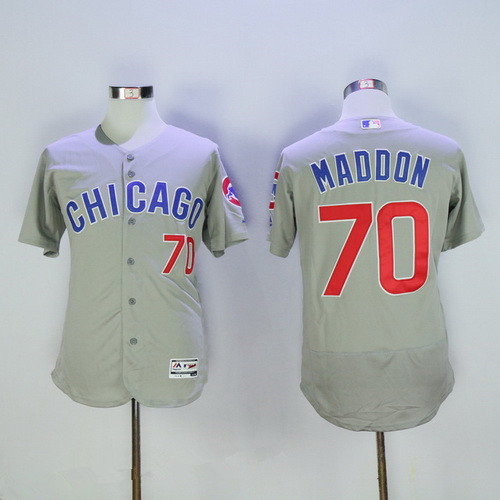 Men's Chicago Cubs Coach #70 Joe Maddon Gray Road Stitched MLB 2016 Majestic Flex Base Jersey