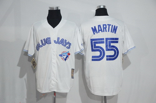 Men's Toronto Blue Jays #55 Russell Martin White Majestic Cool Base Cooperstown Collection Jersey
