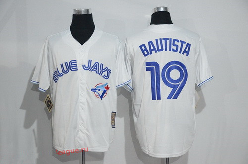 Men's Toronto Blue Jays #19 Jose Bautista White Majestic Cool Base Cooperstown Collection Jersey
