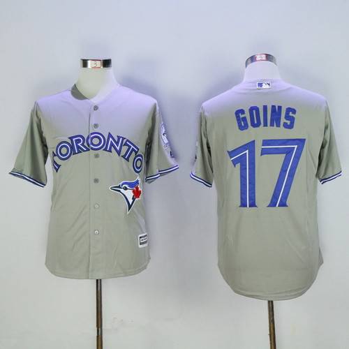 Men's Toronto Blue Jays #17 Ryan Goins Gray Road Stitched MLB Majestic Cool Base Jersey