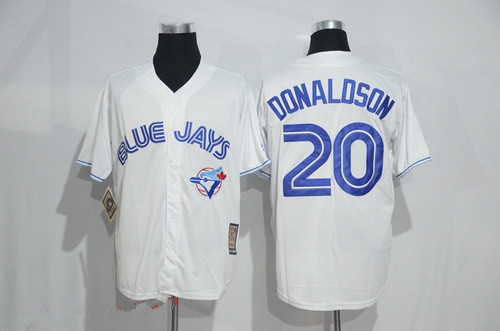 Men's Toronto Blue Jays #20 Josh Donaldson White Majestic Cool Base Cooperstown Collection Jersey