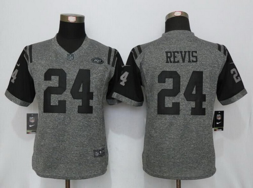 Women's New York Jets #24 Darrelle Revis Gray Gridiron Stitched NFL Nike Limited Jersey