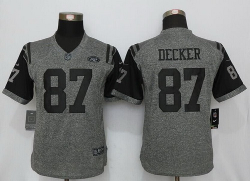 Women's New York Jets #87 Eric Decker Gray Gridiron Stitched NFL Nike Limited Jersey