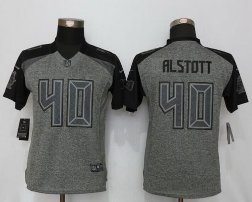 Women's Tampa Bay Buccaneers #40 Mike Alstott Retired Gray Gridiron Stitched NFL Nike Limited Jersey