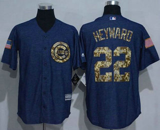 Men's Chicago Cubs #22 Jason Heyward Denim Blue Salute to Service Stitched MLB Jersey
