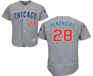 Men's Chicago Cubs #28 Kyle Hendricks Gray Road Stitched MLB 2016 Majestic Flex Base Jersey