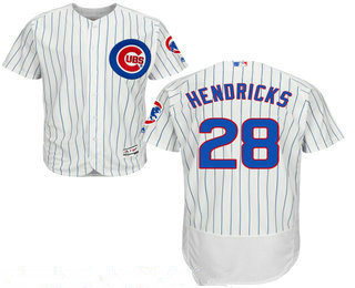 Men's Chicago Cubs #28 Kyle Hendricks White Home Stitched MLB 2016 Majestic Flex Base Jersey