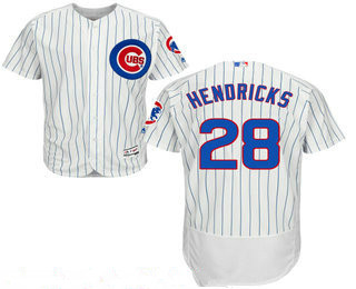 Men's Chicago Cubs #28 Kyle Hendricks White Home Stitched MLB 2016 Majestic Flex Base Jersey