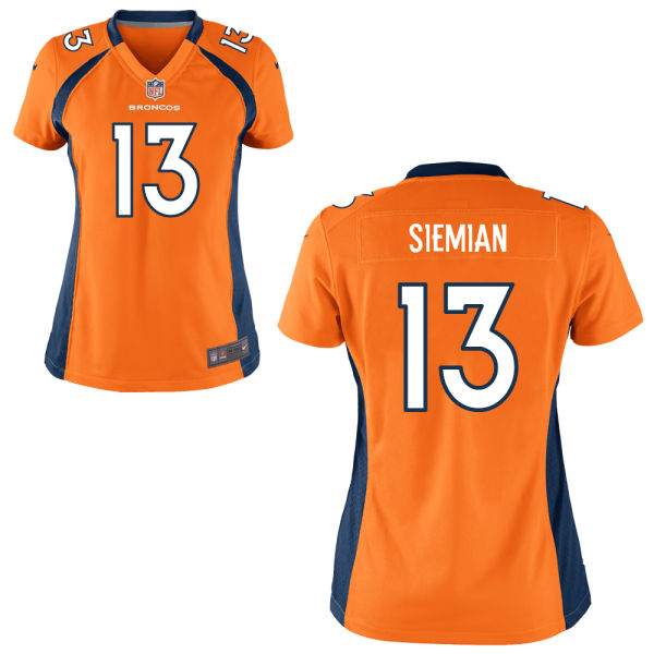 Women's Denver Broncos #13 Trevor Siemian Orange Team Color Stitched NFL Nike Game Jersey