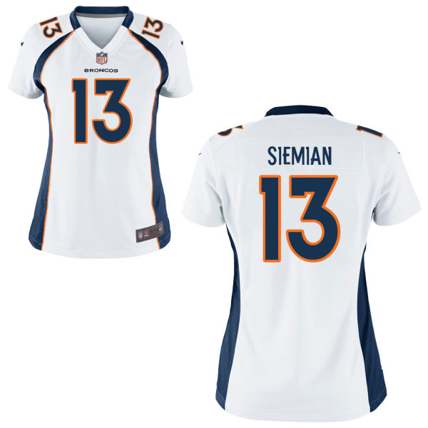 Women's Denver Broncos #13 Trevor Siemian White Road Stitched NFL Nike Game Jersey