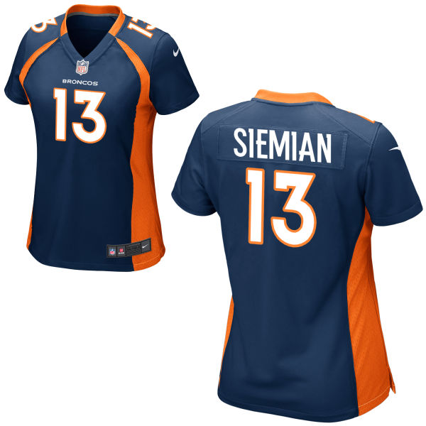 Women's Denver Broncos #13 Trevor Siemian Navy Blue Alternate Stitched NFL Nike Game Jersey