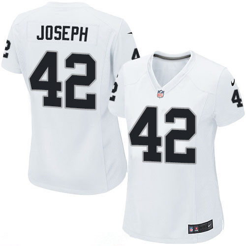 Women's Nike Oakland Raiders #42 Karl Joseph White Road Stitched Nike NFL Game Jersey