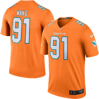 Men's Miami Dolphins #91 Cameron Wake Nike Orange Color Rush Legend Jersey