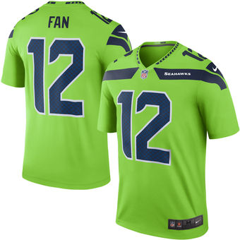 Men's Seattle Seahawks #12 Fan Nike Green Color Rush Legend Jersey
