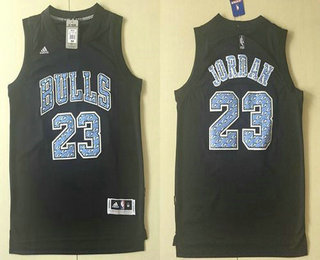 Men's Chicago Bulls #23 Michael Jordan Black Diamond Fashion Stitched NBA Jersey
