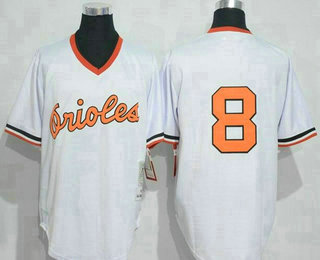 Men's Baltimore Orioles #8 Cal Ripken White Pullover Throwback Jersey By Mitchell & Ness