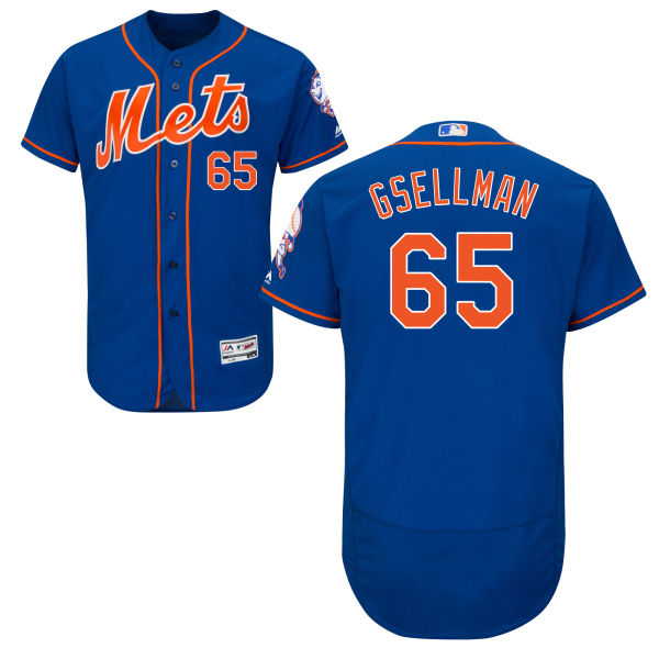 Men's New York Mets #65 Robert Gsellman Blue With Orange Stitched MLB 2016 Majestic Flex Base Jersey